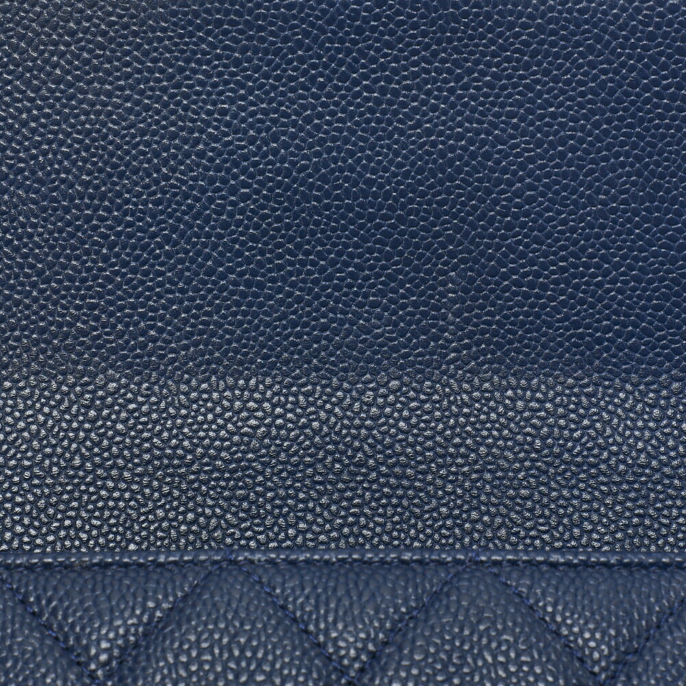 CHANEL Caviar Skin Mini Matelasse 19cm Single Chain Shoulder Navy Gold-Tone Hardware, Pre-Owned