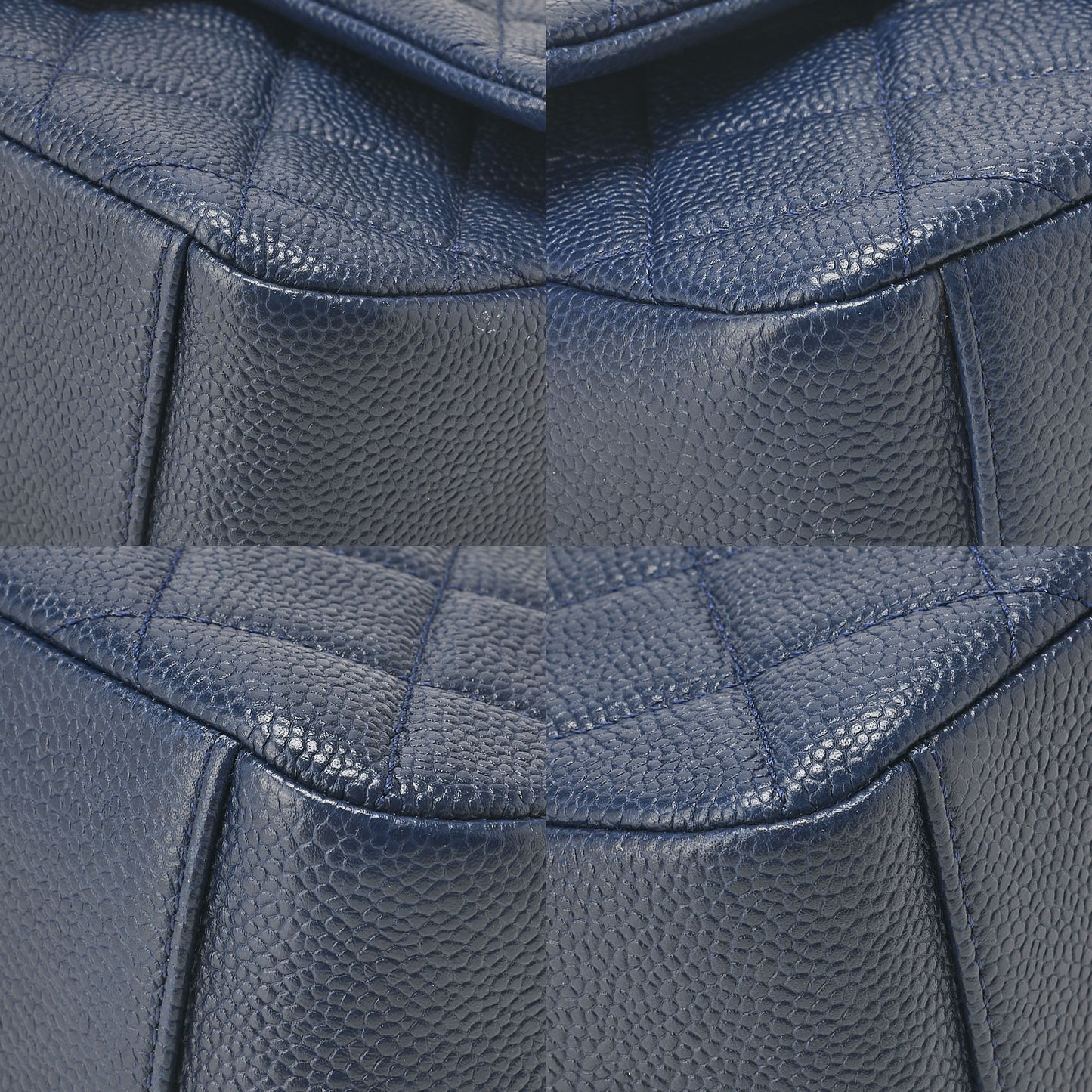 CHANEL Caviar Skin Mini Matelasse 19cm Single Chain Shoulder Navy Gold-Tone Hardware, Pre-Owned