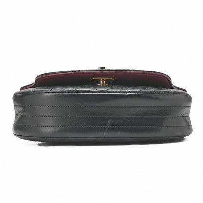 CHANEL Shoulder Bag Mini Matelasse 17cm Lambskin Half Round Flap Black Gold-Tone Hardware, Pre-Owned