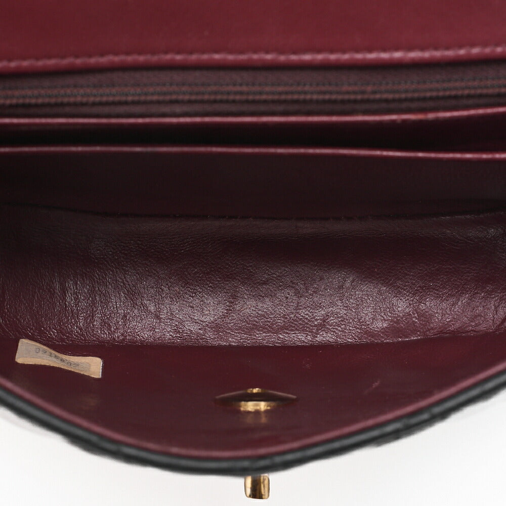 CHANEL Shoulder Bag Mini Matelasse 17cm Lambskin Half Round Flap Black Gold-Tone Hardware, Pre-Owned