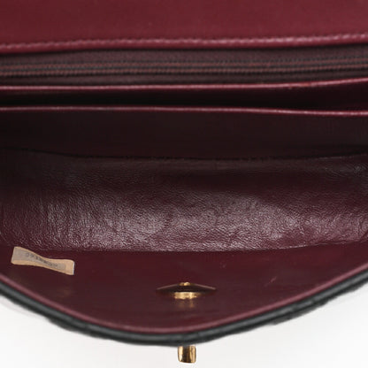 CHANEL Shoulder Bag Mini Matelasse 17cm Lambskin Half Round Flap Black Gold-Tone Hardware, Pre-Owned