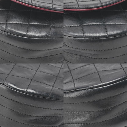 CHANEL Shoulder Bag Mini Matelasse 17cm Lambskin Half Round Flap Black Gold-Tone Hardware, Pre-Owned