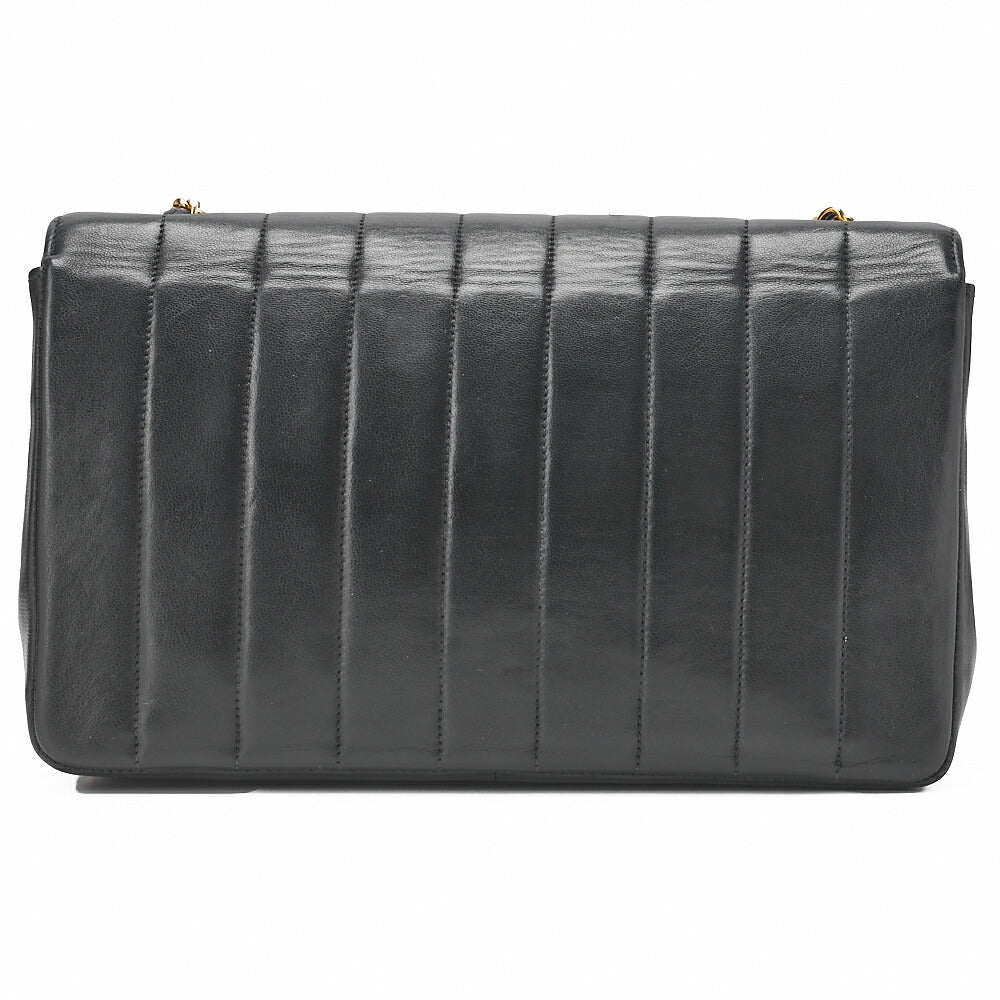 CHANEL Chain Shoulder Bag Mademoiselle Lambskin Shoulder Bag Black Gold-Tone Hardware, Pre-Owned