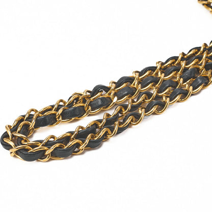 CHANEL Chain Shoulder Bag Mademoiselle Lambskin Shoulder Bag Black Gold-Tone Hardware, Pre-Owned