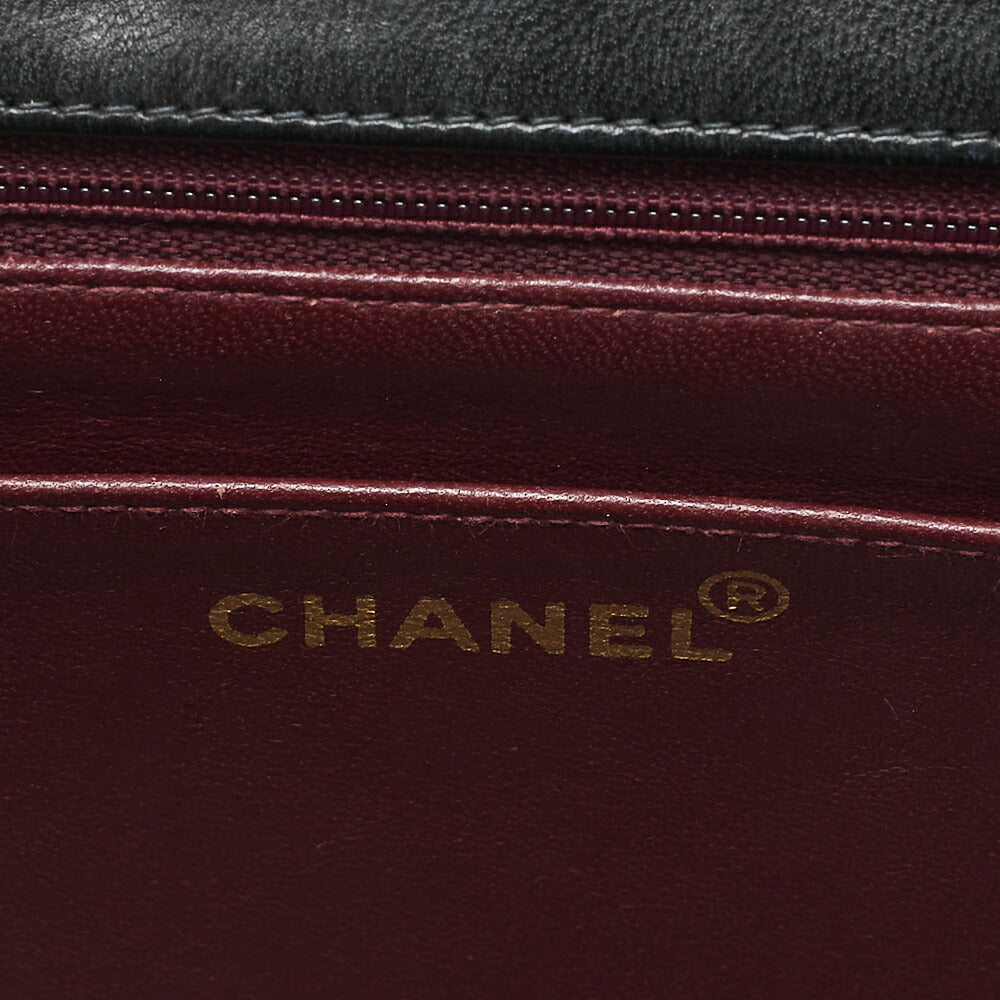 CHANEL Chain Shoulder Bag Mademoiselle Lambskin Shoulder Bag Black Gold-Tone Hardware, Pre-Owned