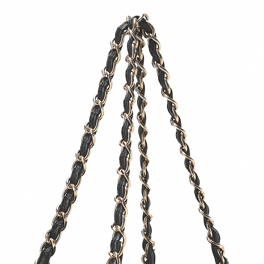 CHANEL Chanel Tote Bag Matelasse Caviar Skin Cocomark PTT Double Chain Tote Black Gold-Tone Hardware, Pre-Owned