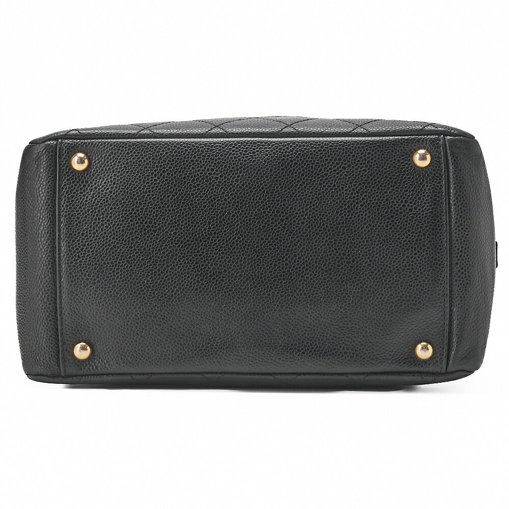 CHANEL Chanel Tote Bag Matelasse Caviar Skin Cocomark PTT Double Chain Tote Black Gold-Tone Hardware, Pre-Owned