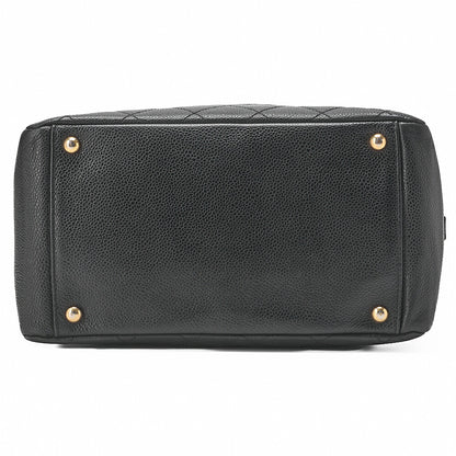 CHANEL Chanel Tote Bag Matelasse Caviar Skin Cocomark PTT Double Chain Tote Black Gold-Tone Hardware, Pre-Owned