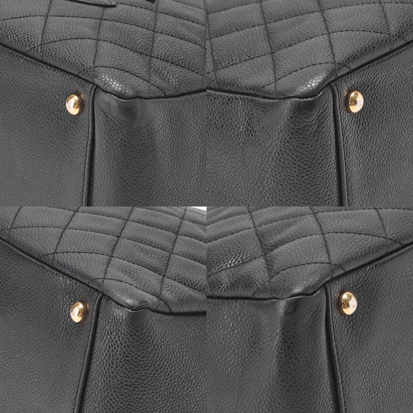 CHANEL Chanel Tote Bag Matelasse Caviar Skin Cocomark PTT Double Chain Tote Black Gold-Tone Hardware, Pre-Owned