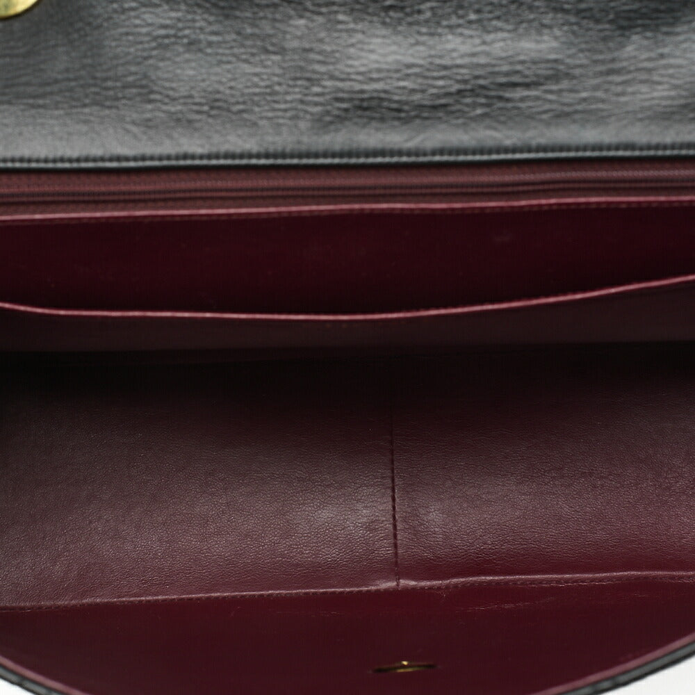 CHANEL Chain Shoulder Bag Deca Matelasse Single Flap 34cm Lambskin Black Gold-Tone Hardware, Pre-Owned