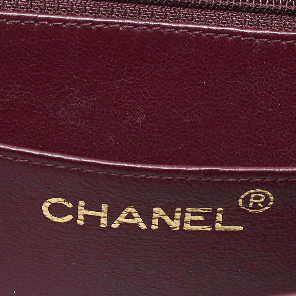 CHANEL Chain Shoulder Bag Deca Matelasse Single Flap 34cm Lambskin Black Gold-Tone Hardware, Pre-Owned