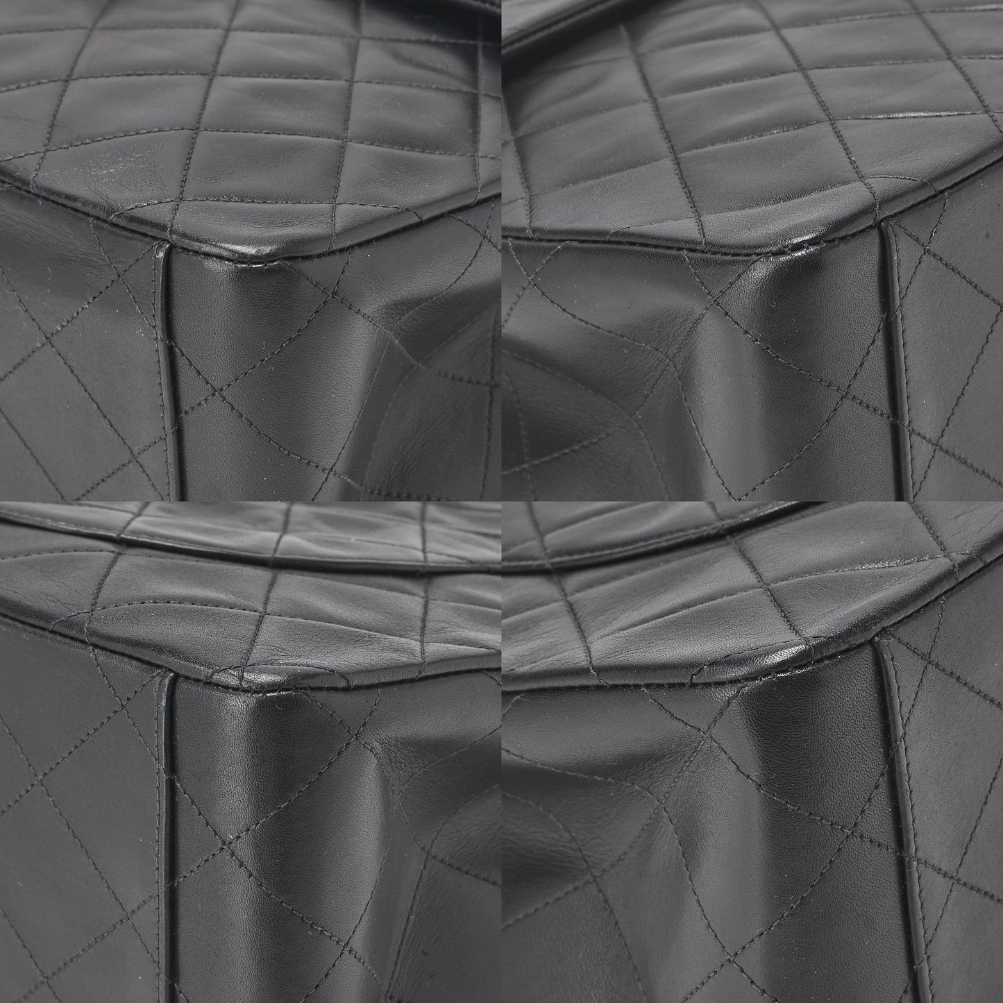 CHANEL Chain Shoulder Bag Deca Matelasse Single Flap 34cm Lambskin Black Gold-Tone Hardware, Pre-Owned