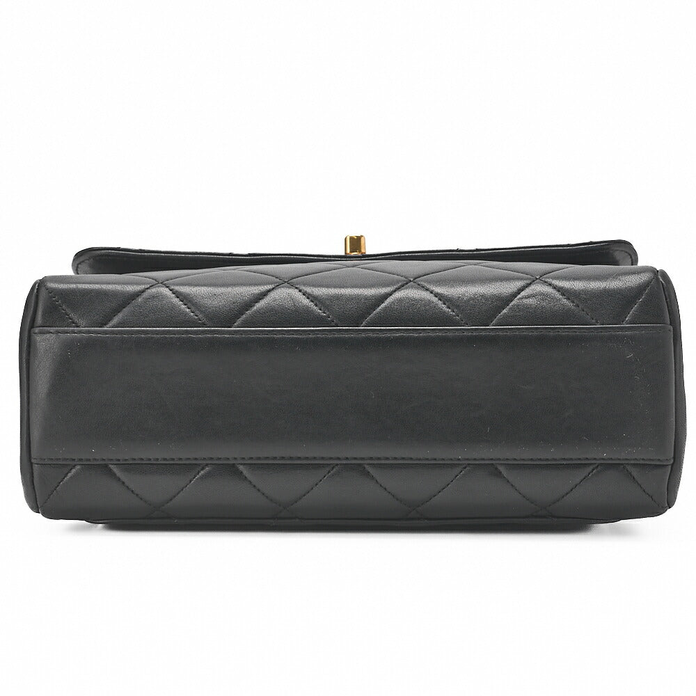 CHANEL Chain Shoulder Bag Square Single Flap Lambskin Black Gold-Tone Hardware, Pre-Owned