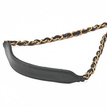 CHANEL Chain Shoulder Bag Square Single Flap Lambskin Black Gold-Tone Hardware, Pre-Owned