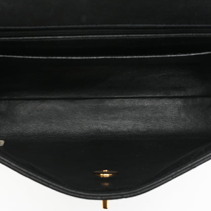 CHANEL Chain Shoulder Bag Square Single Flap Lambskin Black Gold-Tone Hardware, Pre-Owned