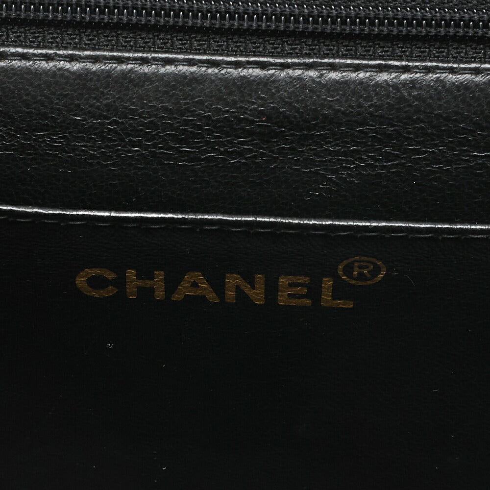 CHANEL Chain Shoulder Bag Square Single Flap Lambskin Black Gold-Tone Hardware, Pre-Owned