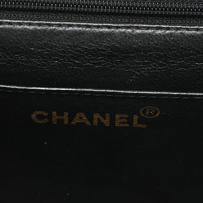 CHANEL Chain Shoulder Bag Square Single Flap Lambskin Black Gold-Tone Hardware, Pre-Owned
