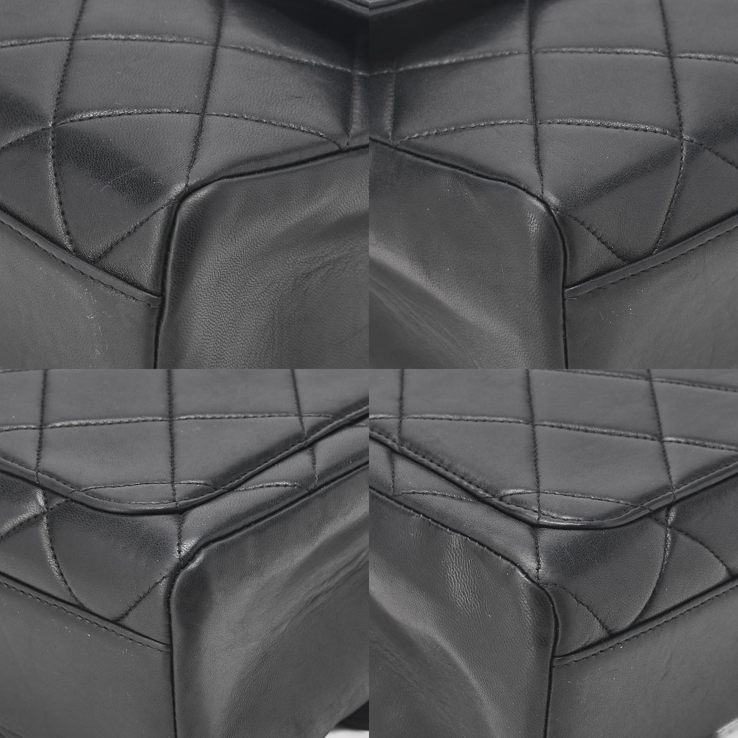 CHANEL Chain Shoulder Bag Square Single Flap Lambskin Black Gold-Tone Hardware, Pre-Owned