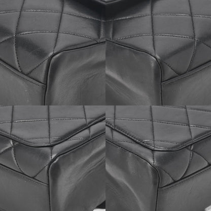 CHANEL Chain Shoulder Bag Square Single Flap Lambskin Black Gold-Tone Hardware, Pre-Owned