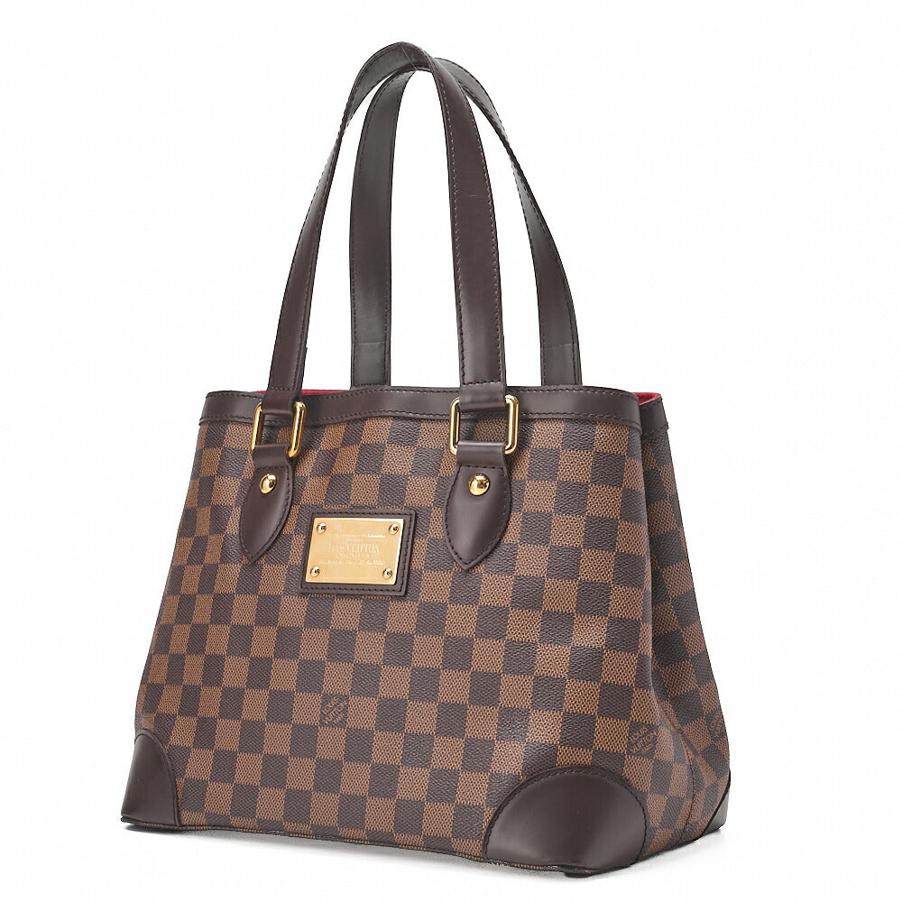 LOUIS VUITTON ルイヴィトン ダミエ ハムステッドPM トートバッグ N51205 ブラウン ゴールド金具 中古