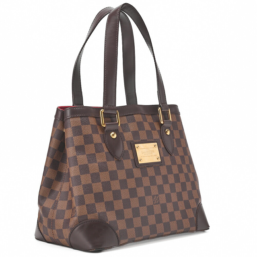 LOUIS VUITTON ルイヴィトン ダミエ ハムステッドPM トートバッグ N51205 ブラウン ゴールド金具 中古