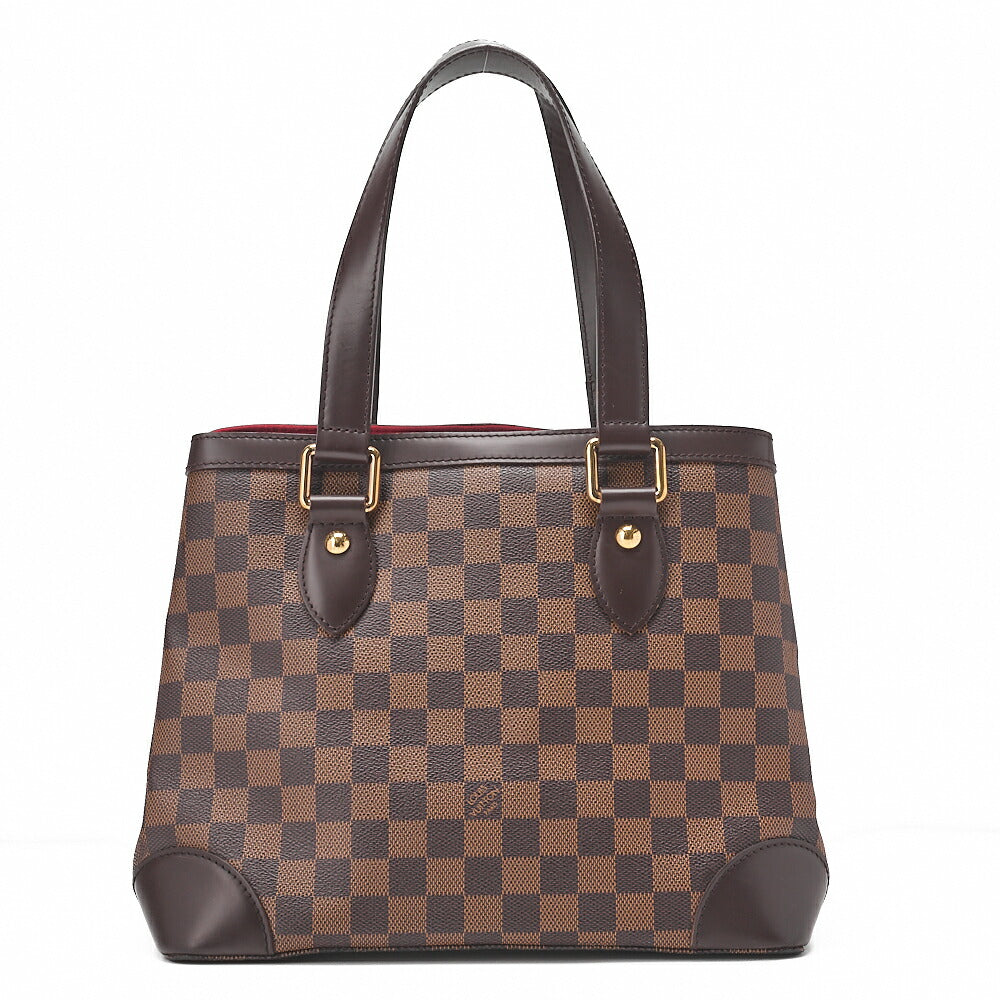 LOUIS VUITTON ルイヴィトン ダミエ ハムステッドPM トートバッグ N51205 ブラウン ゴールド金具 中古