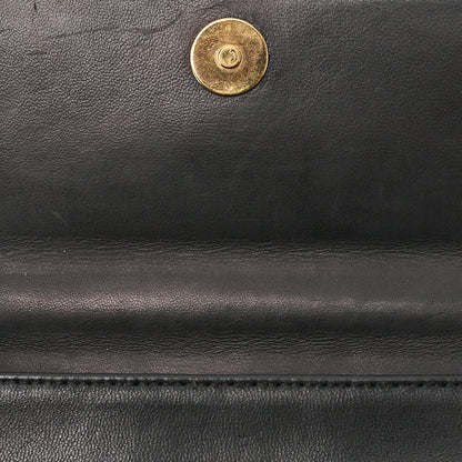 CHANEL Handbag Camellia Leather Black Gold-Tone Hardware, Pre-Owned