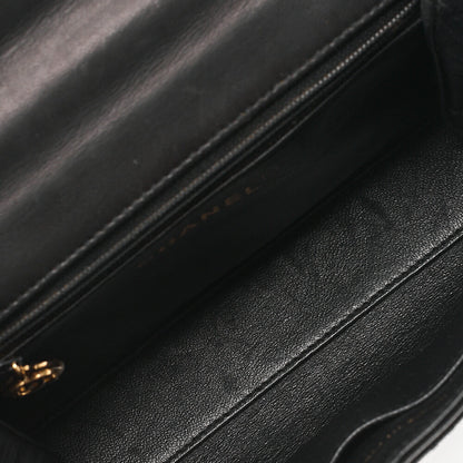 CHANEL Handbag Camellia Leather Black Gold-Tone Hardware, Pre-Owned