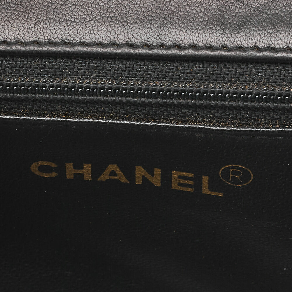 CHANEL Handbag Camellia Leather Black Gold-Tone Hardware, Pre-Owned