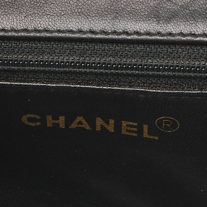 CHANEL Handbag Camellia Leather Black Gold-Tone Hardware, Pre-Owned