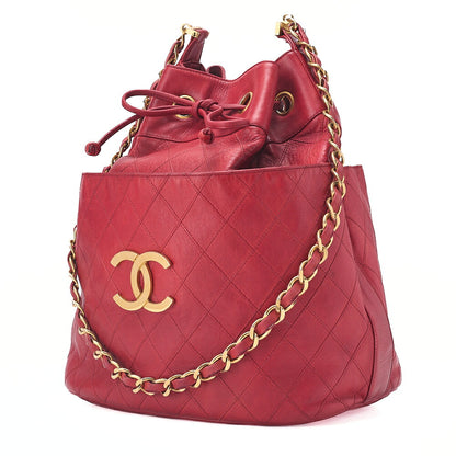 CHANEL Chain Shoulder Bag Cocomark Bicolore Lambskin Red Large Gold-Tone Hardware, Pre-Owned