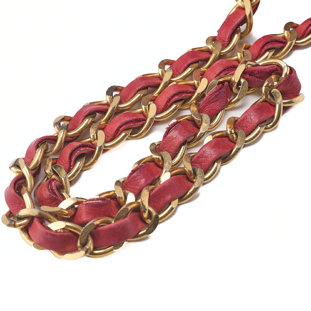 CHANEL Chain Shoulder Bag Cocomark Bicolore Lambskin Red Large Gold-Tone Hardware, Pre-Owned