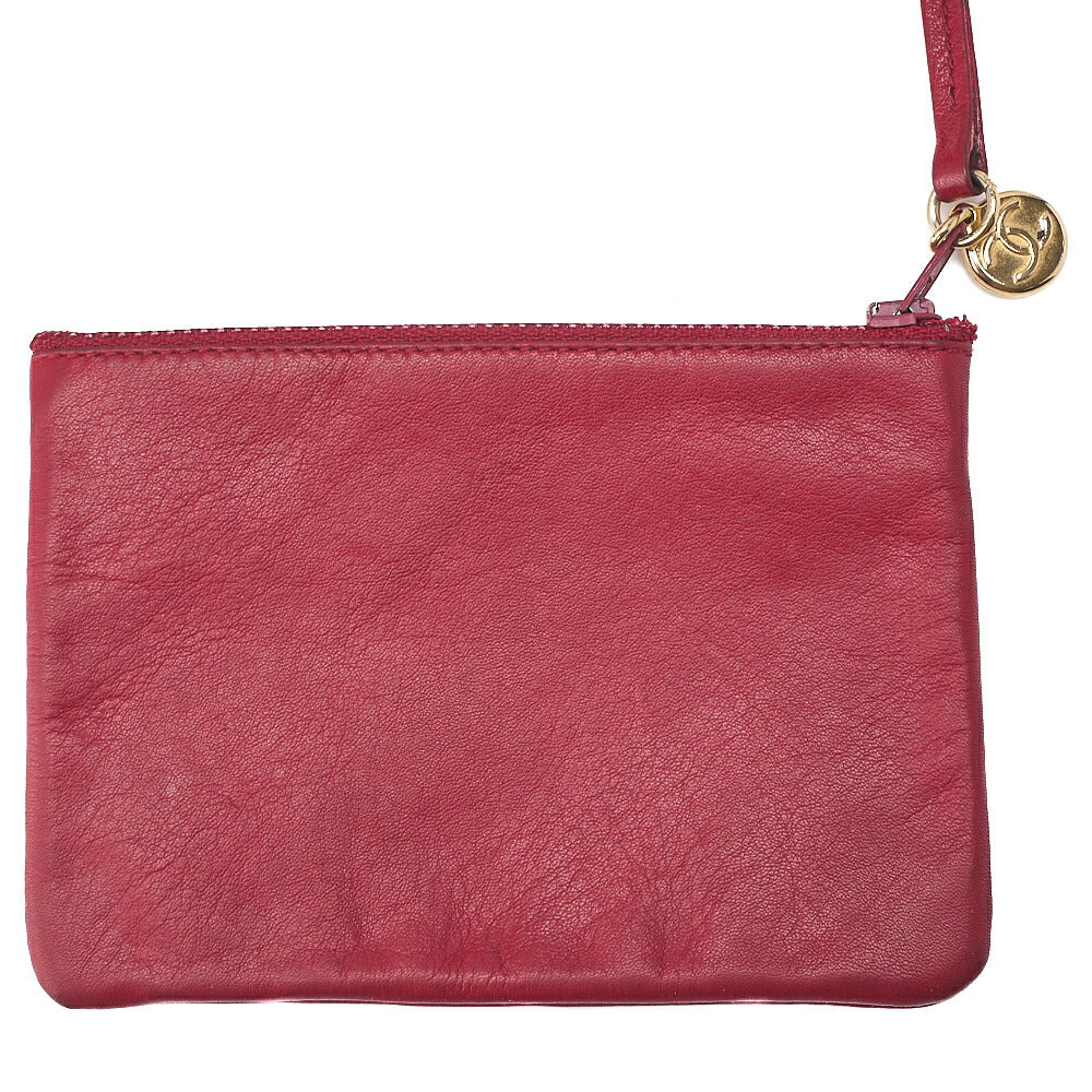 CHANEL Chain Shoulder Bag Cocomark Bicolore Lambskin Red Large Gold-Tone Hardware, Pre-Owned