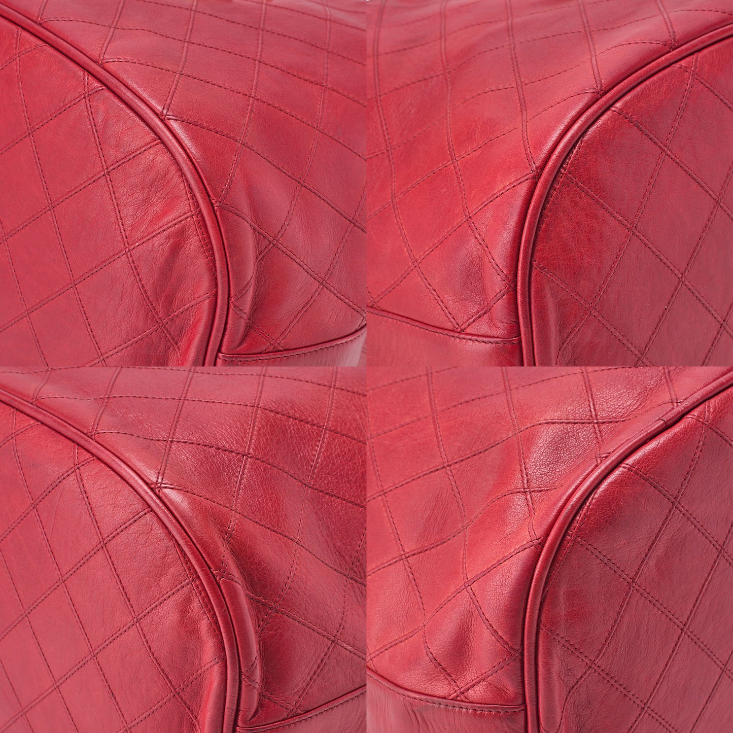 CHANEL Chain Shoulder Bag Cocomark Bicolore Lambskin Red Large Gold-Tone Hardware, Pre-Owned