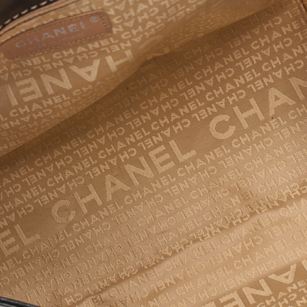 CHANEL Chain Shoulder Bag Wild Stitch Lambskin Big Coco Black Silver-Tone Hardware, Pre-Owned