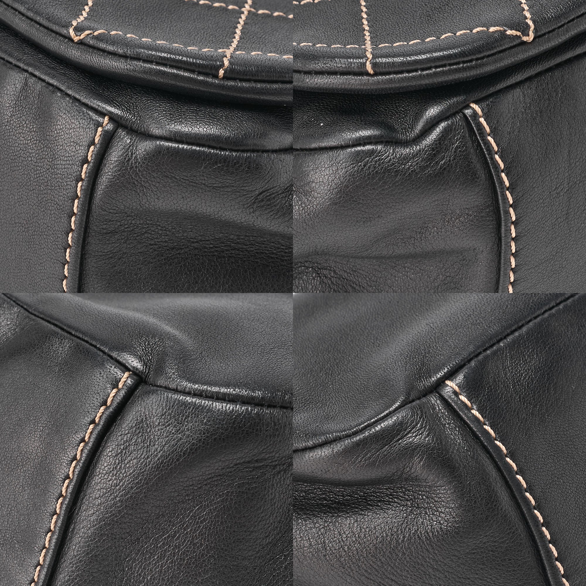 CHANEL Chain Shoulder Bag Wild Stitch Lambskin Big Coco Black