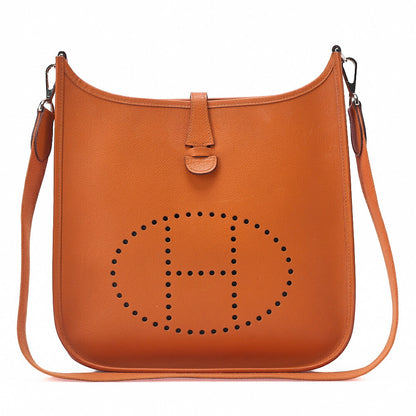HERMES Evelyn PM Shoulder Bag Epson Orange Silver-Tone Hardware, Pre-Owned