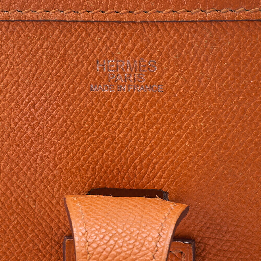 HERMES Evelyn PM Shoulder Bag Epson Orange Silver-Tone Hardware, Pre-Owned
