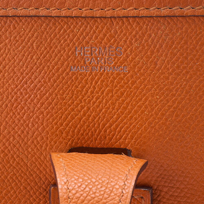 HERMES Evelyn PM Shoulder Bag Epson Orange Silver-Tone Hardware, Pre-Owned