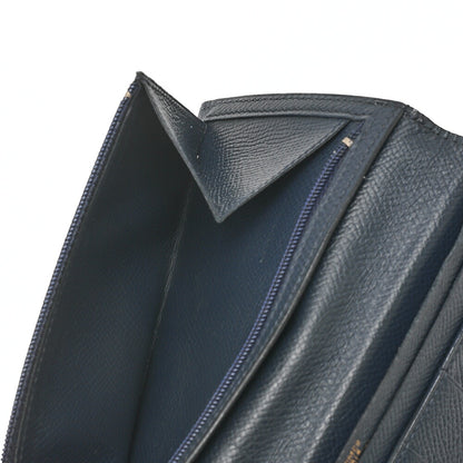 HERMES [エルメス] ベアン クラシック 二つ折り長財布 クシュベル ネイビー ゴールド金具 中古