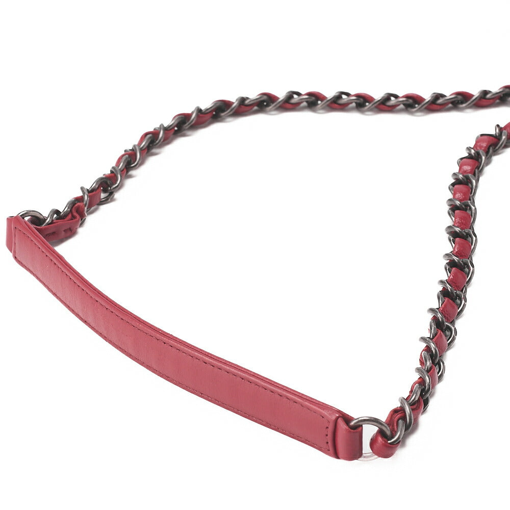 CHANEL Diagonal Stitch Matelasse Coco Charm Chain Shoulder Bag Lambskin Red Silver-Tone Hardware, Pre-Owned