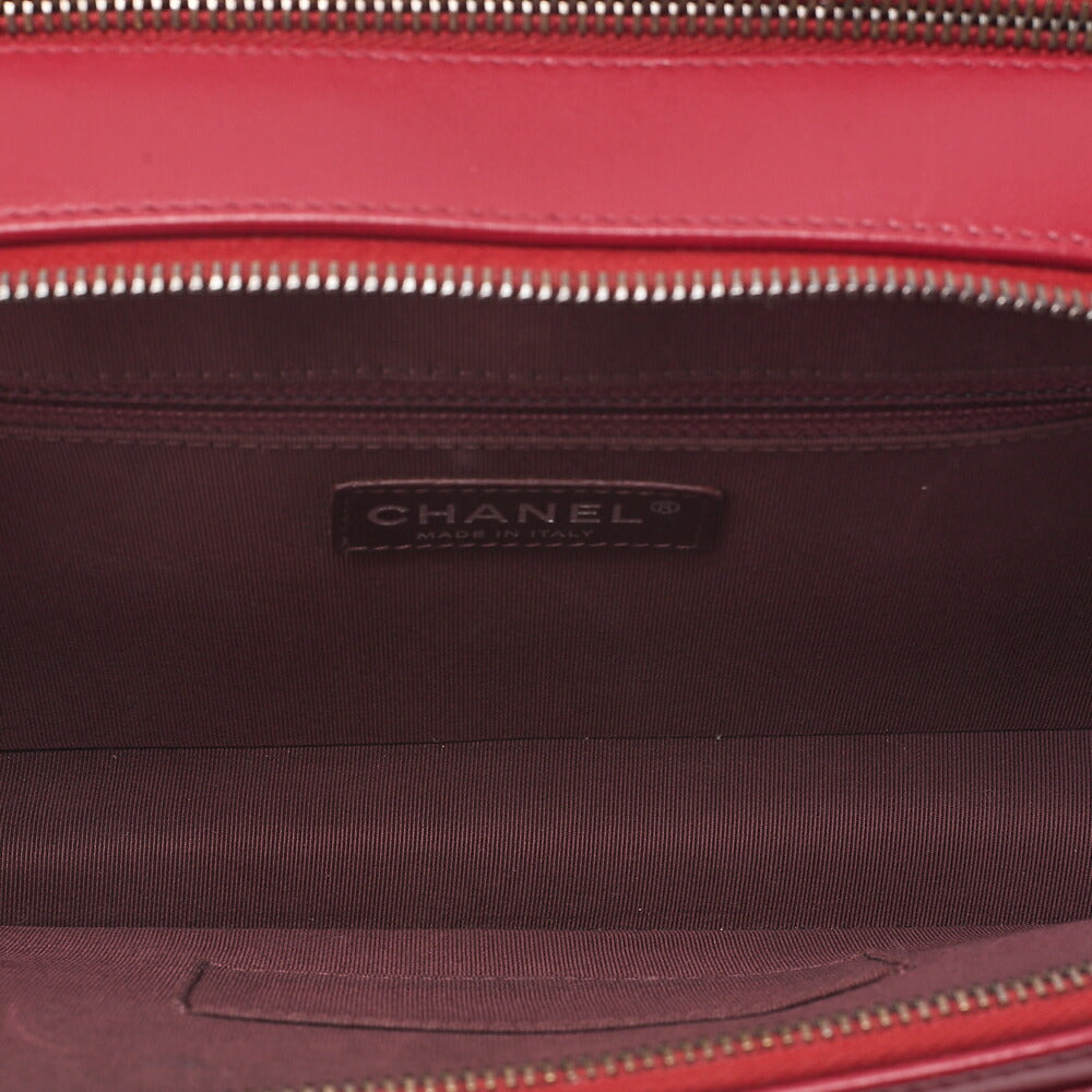 CHANEL Diagonal Stitch Matelasse Coco Charm Chain Shoulder Bag Lambskin Red Silver-Tone Hardware, Pre-Owned