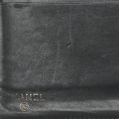 CHANEL Caviar Skin Coco Mark 2-Fold Long Wallet Black Gold-Tone Hardware, Pre-Owned