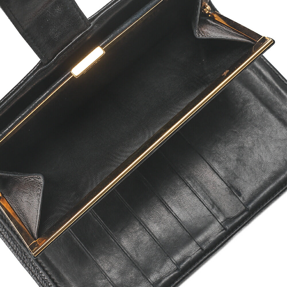 CHANEL Caviar Skin Coco Mark 2-Fold Long Wallet Black Gold-Tone Hardware, Pre-Owned