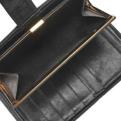 CHANEL Caviar Skin Coco Mark 2-Fold Long Wallet Black Gold-Tone Hardware, Pre-Owned