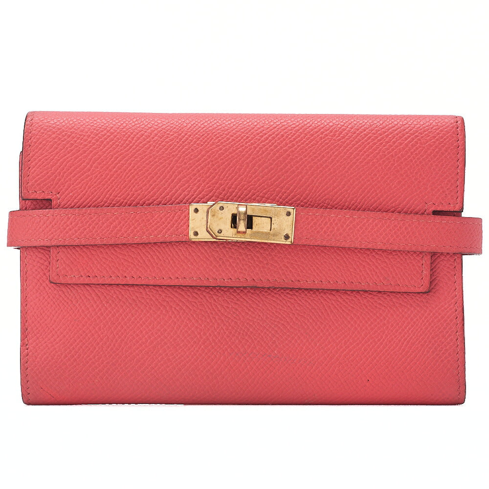 HERMES Hermes Kelly Wallet Medium 3-Fold Wallet Epson Pink Gold-Tone Hardware, Pre-Owned
