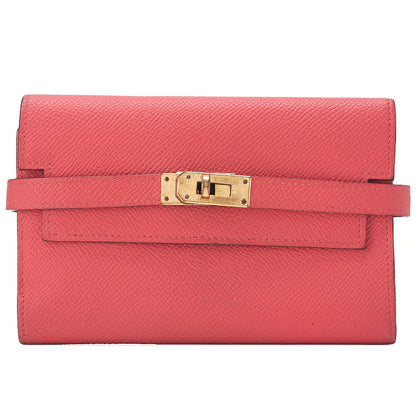 HERMES Hermes Kelly Wallet Medium 3-Fold Wallet Epson Pink Gold-Tone Hardware, Pre-Owned