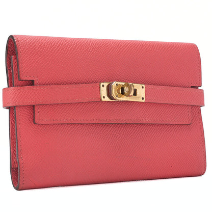 HERMES Hermes Kelly Wallet Medium 3-Fold Wallet Epson Pink Gold-Tone Hardware, Pre-Owned