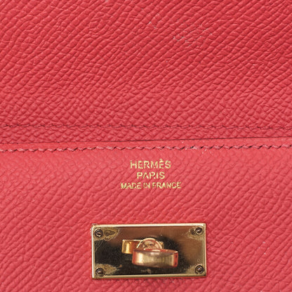 HERMES Hermes Kelly Wallet Medium 3-Fold Wallet Epson Pink Gold-Tone Hardware, Pre-Owned