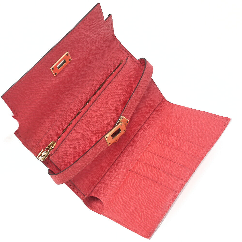 HERMES Hermes Kelly Wallet Medium 3-Fold Wallet Epson Pink Gold-Tone Hardware, Pre-Owned